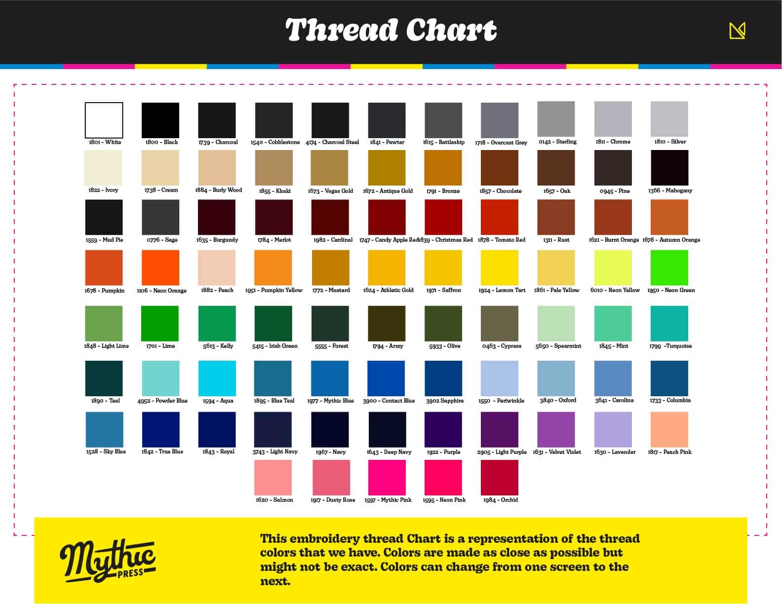 thread color chart for embroidery